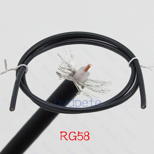 RG58 RG58/U Coaxial Coax Cable 50ohm RF 112pcs Shield Braid 1meter 1M 3feet 3ft - Picture 1 of 1