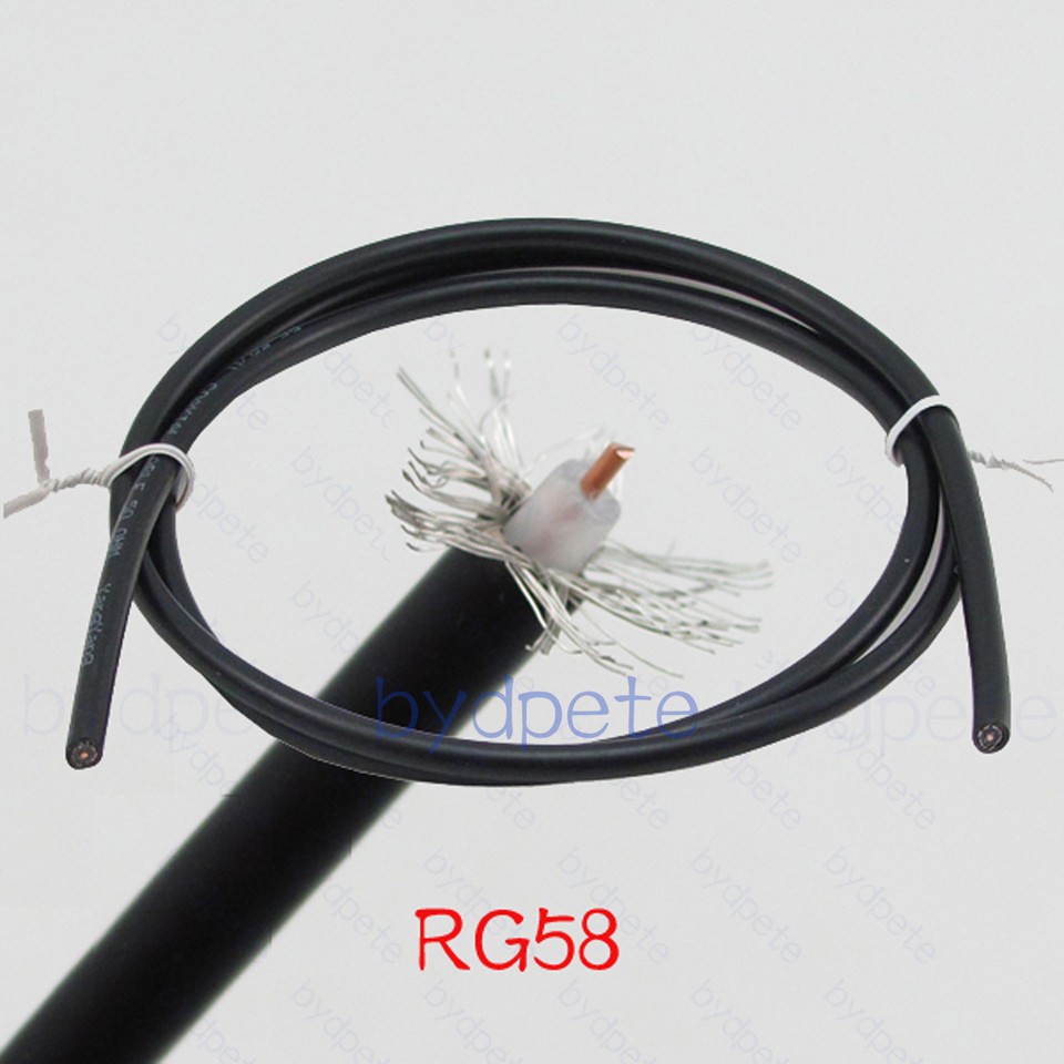 RG58 RG58/U Coaxial Coax Cable 50ohm RF 112pcs Shield Braid 1meter 1M ...