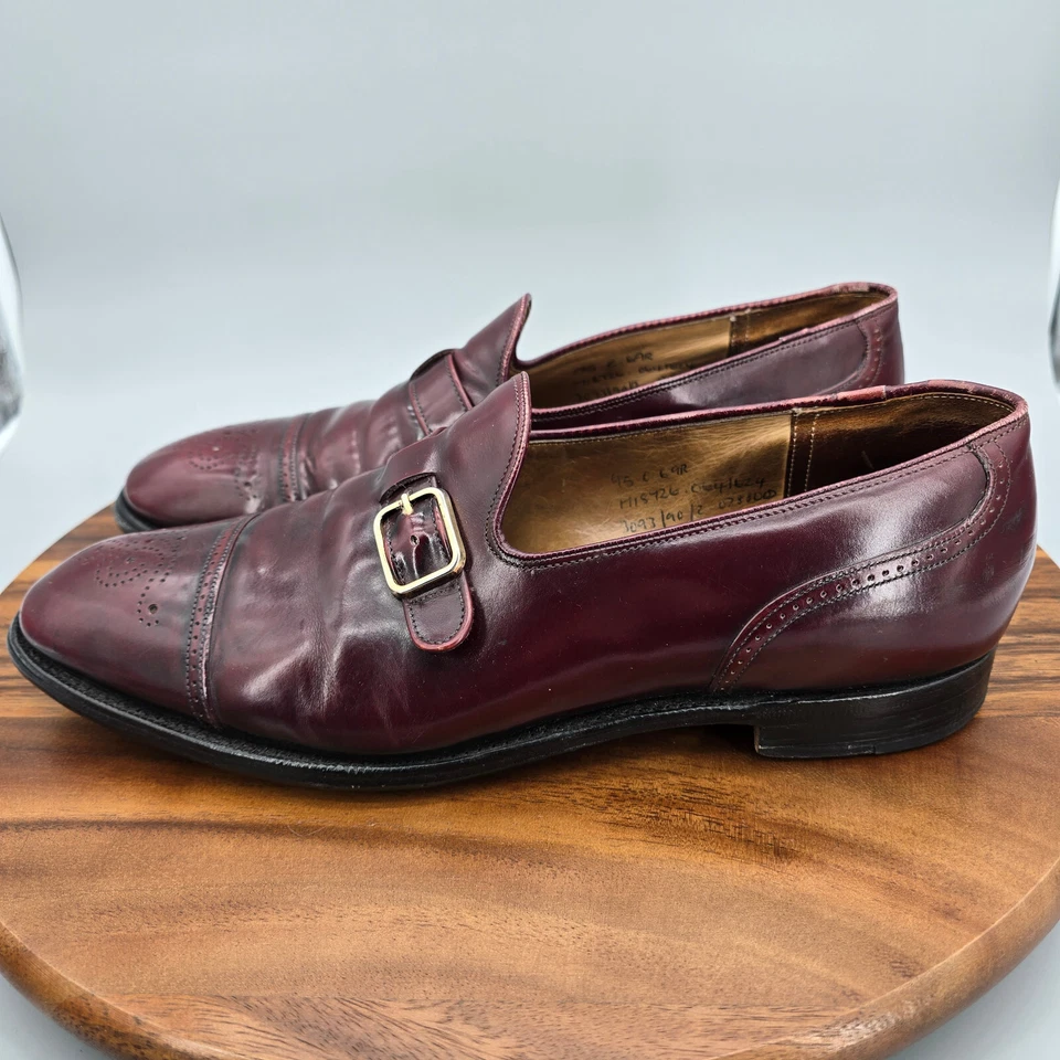 Church's Loafers Men's 10.5 US 9.5 UK C Burgundy Leather Buckle Cap Toe Shoes - Image 3 of 4
