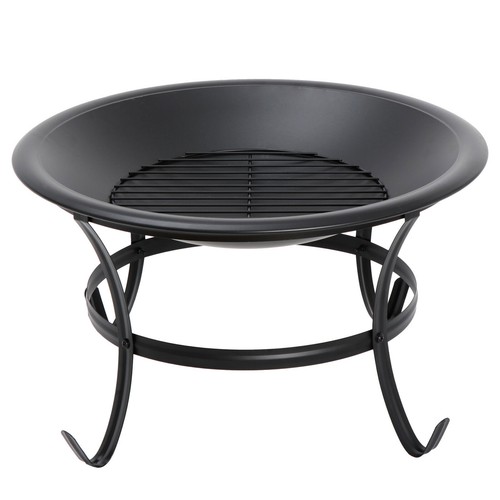 22" Portable Fire Pit BBQ Grill Firepit Bowl Outdoor Wood Burning w/ Poker Black - Bild 8 von 15