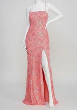 Emerald Sundae Juniors' Women's Pink Sequins Floral Square Neck Dress Size M