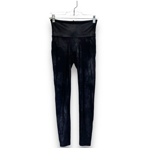 SPANX Faux Leather Leggings Black Matte Size Medium Shaping Contour Vegan - Picture 2 of 8