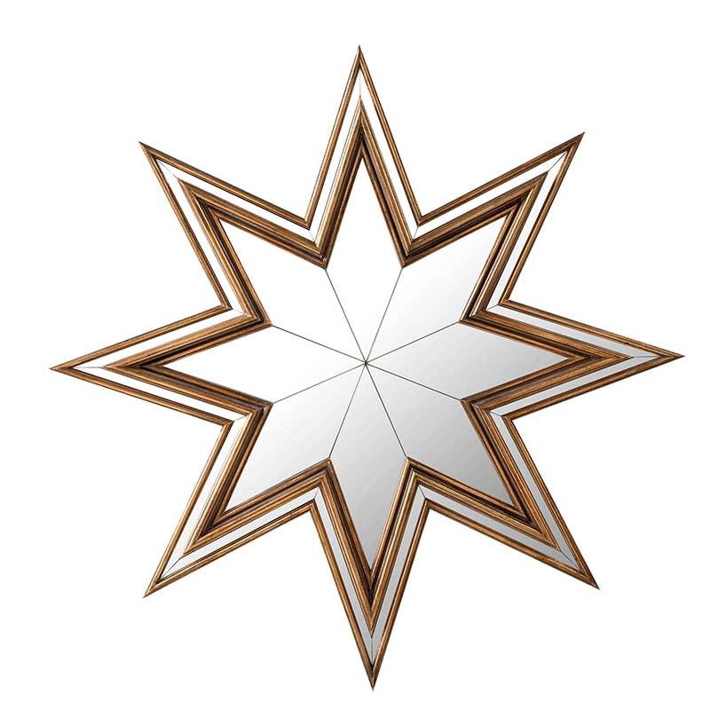 Miroir étoile doré 100cm en fer forgé et finition feuille d'or