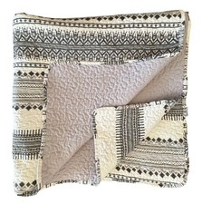 Quilt Boho Southwestern Geometric Tribal Aztec Style Solid Gray Back Full/Queen