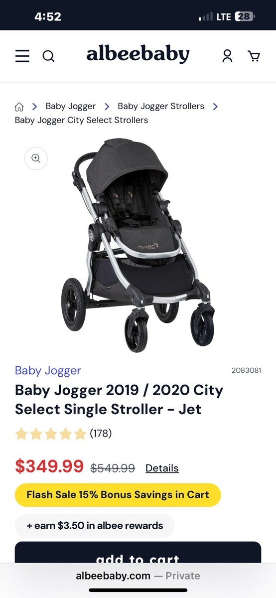 Baby Jogger City Select Stroller - Black (2083086) for sale online