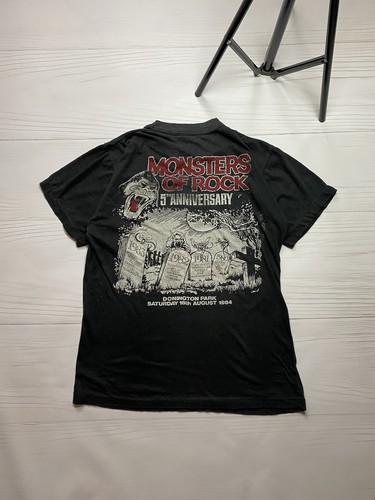 Raro Monster of Rock 1984 AC/DC Van Hallen Gary Moore Y&T talla S hombre de colección - Imagen 2 de 14