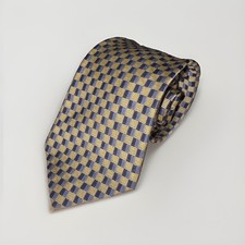 Brooks Brothers Tie Yellow Navy Geometric Necktie Silk Professional USA Made