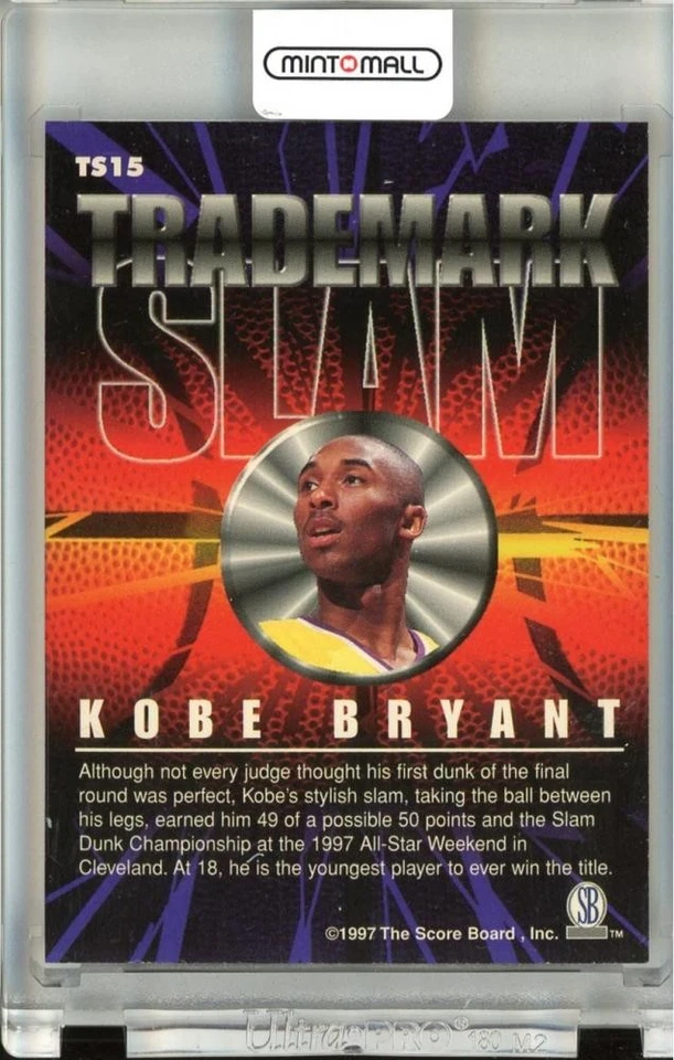 1997 Score Board Autographed Bk Kobe Bryant Trademark Slam 15 Los Angeles Lakers - Image 2 of 2