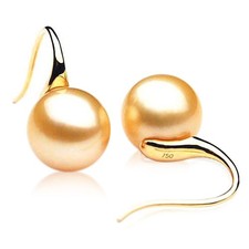 Pacific Pearls® 12mm Australian Golden South Sea Pearl Earrings Gifts for Sister