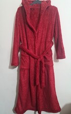 Soft luxury Hooded Red Shiny Bathrobe Size S/M