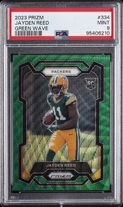2023 PANINI PRIZM GREEN WAVE #334 JAYDEN REED PSA 9