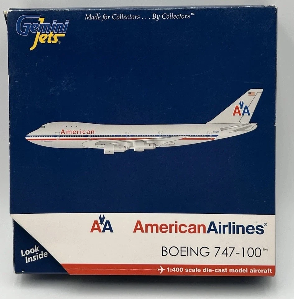 Gemini Jets American Airlines Boeing 747-100 1/400 Die-Cast Modelo N9674 Nuevo Foto 2 de 4
