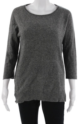 Neiman Marcus Womens Dark Gray Cashmere Pullover 3/4 Sleeve Size XS