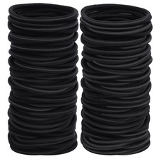 100pcs Womens Elastics Hair Tie, 4MM Black Ponytail Holders Hair Bands, 2 Inch i
