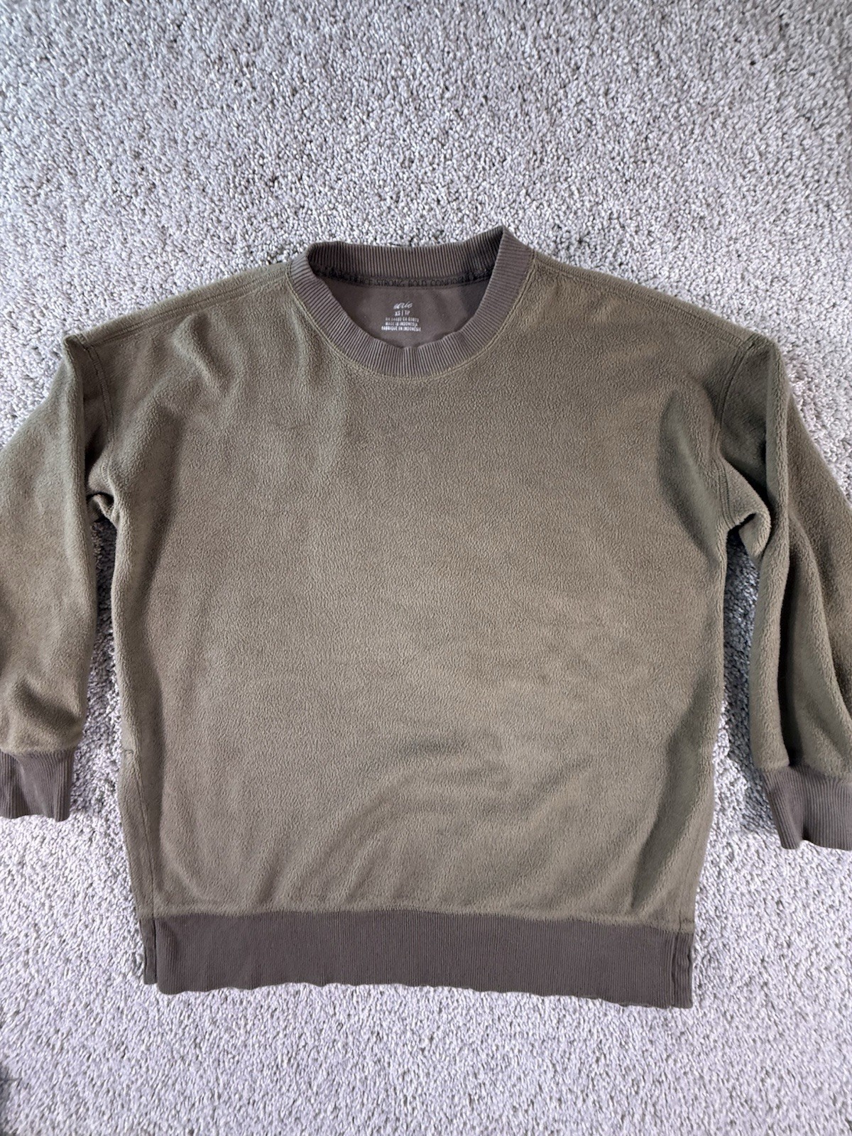 Aerie Cozy Desert Crewneck Sweatshirt Distressed Fuzzy Green Size Small