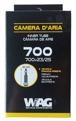 Nuova inserzioneCamera D'aria Bici da Corsa WAG 700 x 23-25 valvola Presta 48 mm Filettata