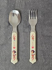 Disney Snow White Kids Spoon Fork Set Vintage Child Flatware Princess Utensils