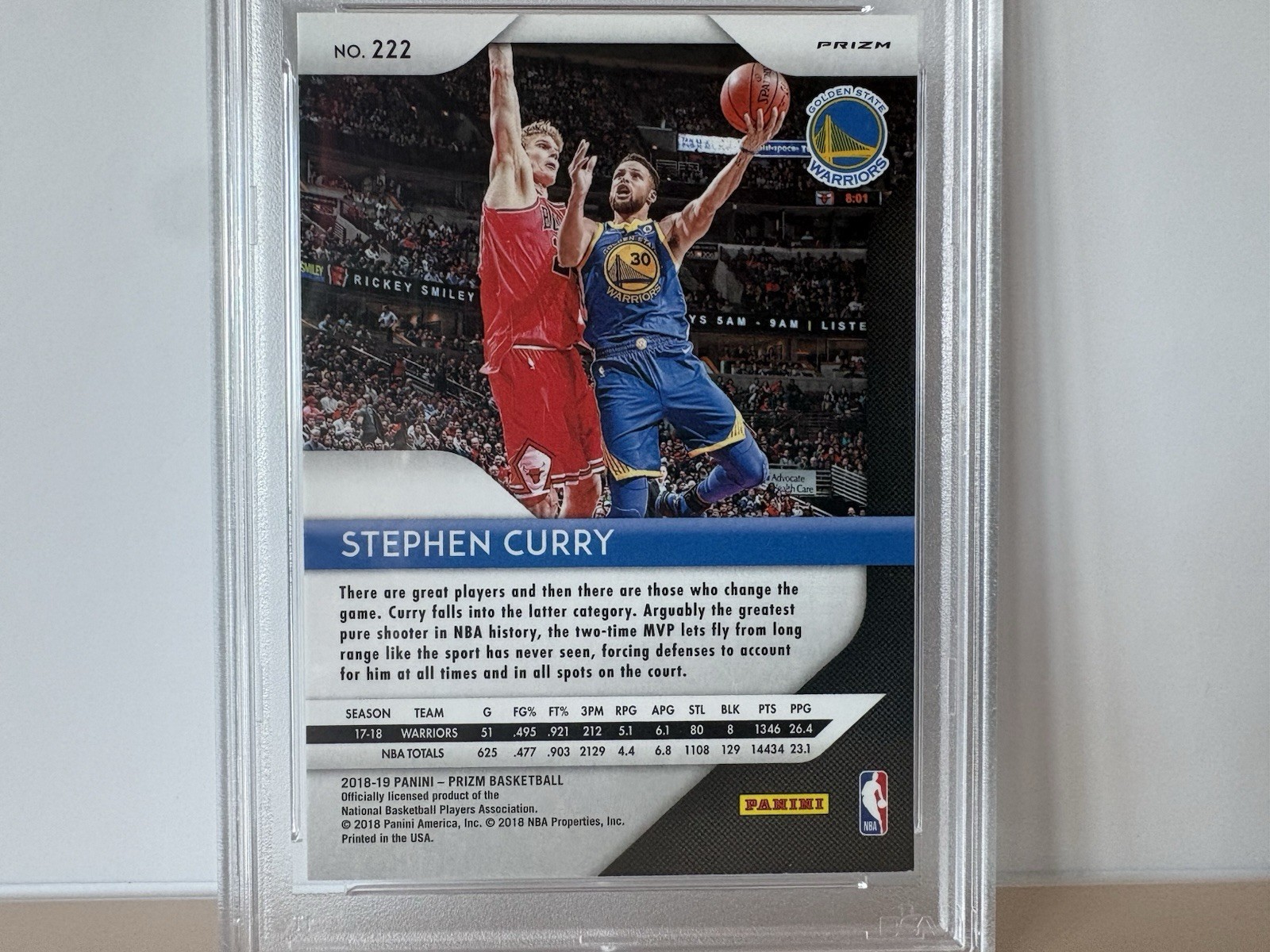 Stephen Curry - 2018-19 Panini Prizm - #222 Green Prizm PSA 9 view 6