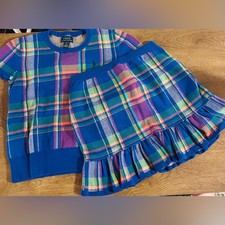 Polo Ralph Lauren girls' plaid cotton sweater and skirt set.