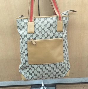 Gucci Authentique Sac Fourre tout Sac à Main GG Logo Toile Femme Rare Taille 12x35x32cm