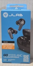 JLab GO Pods ANC Black Wireless Earbuds Hybrid Noise Canceling 26Hr Playtime New