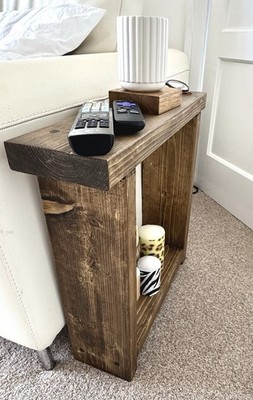 Rustikaler Beistelltisch Sofa schmal. Handgefertigtes Massivholz mehrfarbig 50cm