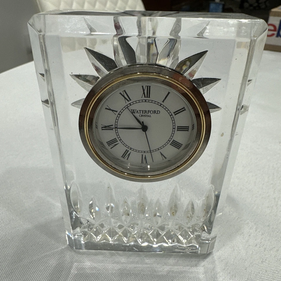 Waterford Crystal Lismore Small Clock, 4.5” High - New Battery - Working Ok - Image 4 of 4