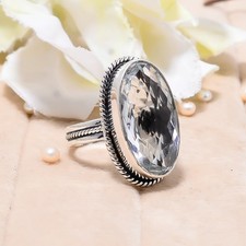 White Topaz Gemstone 925 Sterling Silver Jewelry Ring Christmas Gif Gift for her