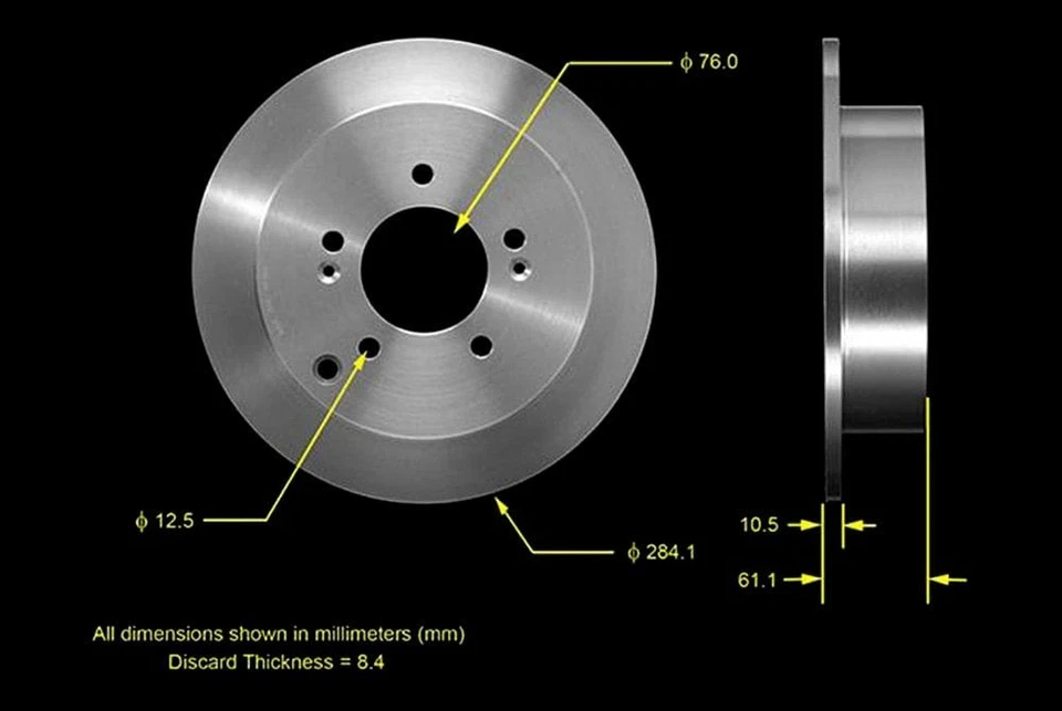 For Hyundai Santa Fe 01-06 Bendix Global Premium Plain Solid Rear Brake Rotor Foto 2 de 2