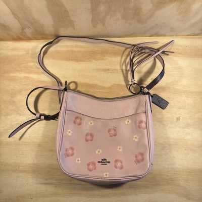 Coach Chaise Crossbody Shoulder Bag Pansy Print Pink Pebbl Leather Floral Flower