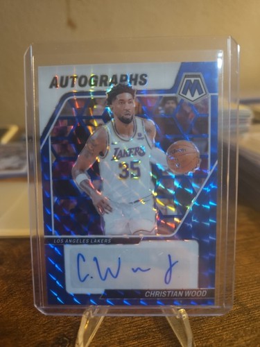 CHRISTIAN WOOD 2023-24 Panini Mosaic BLUE PRIZM Autograph Lakers AUTO #'d 25/49!