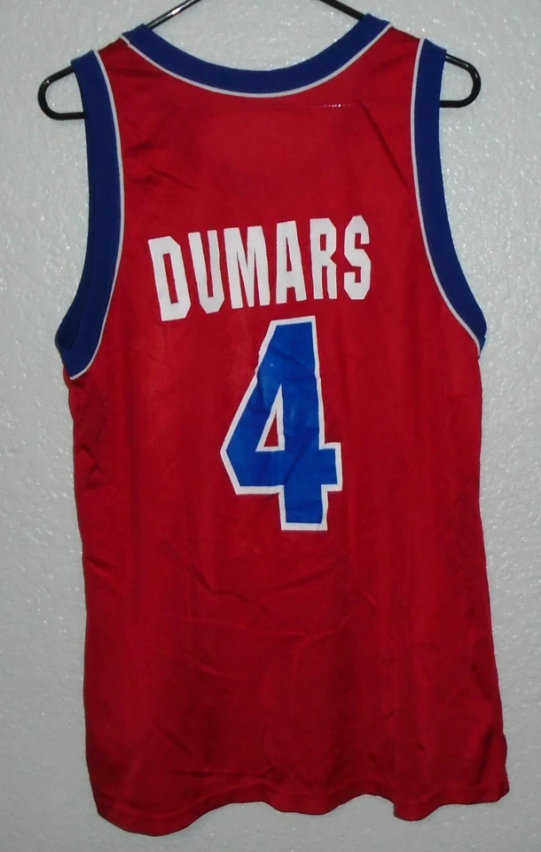 Vtg JOE DUMARS Champion DETROIT PISTONS Red Jersey Sz 44 L NBA  - Image 2 of 2