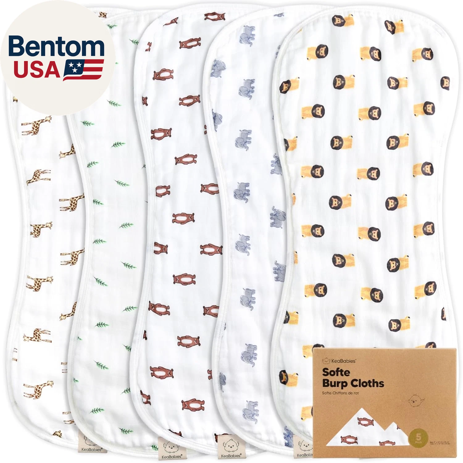 5-Pack Muslin Burp Cloths Baby Boy, Girl - Very Absorbent Baby Burp Cloth Rags,