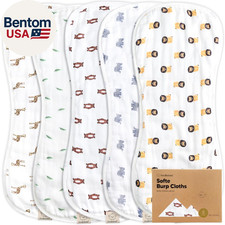 5-Pack Muslin Burp Cloths Baby Boy, Girl - Very Absorbent Baby Burp Cloth Rags,