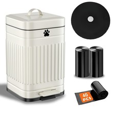 Dog Poop Trash Can Outside, 5L/1.3Gal Metal Dog Waste Trash Can with Lid, Foo...