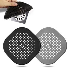 2 Pack Shower Drain Hair Catcher Silicone Protector Blackgrey