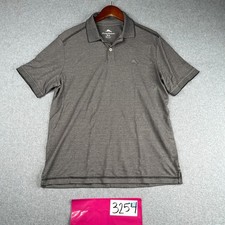 Tommy Bahama Polo Shirt Medium Gray Lightweight Beach Fish Logo Casual Mens