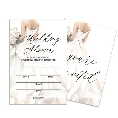 bridal shower wedding dress invitations Wedding Dress Shower Invitation – El's Cards main image 1