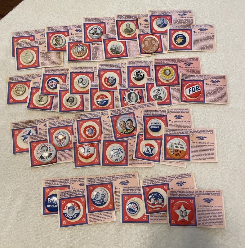 American Oil 1972 Reproduction Political  Campaign Pin Back Buttons - Set of 38
