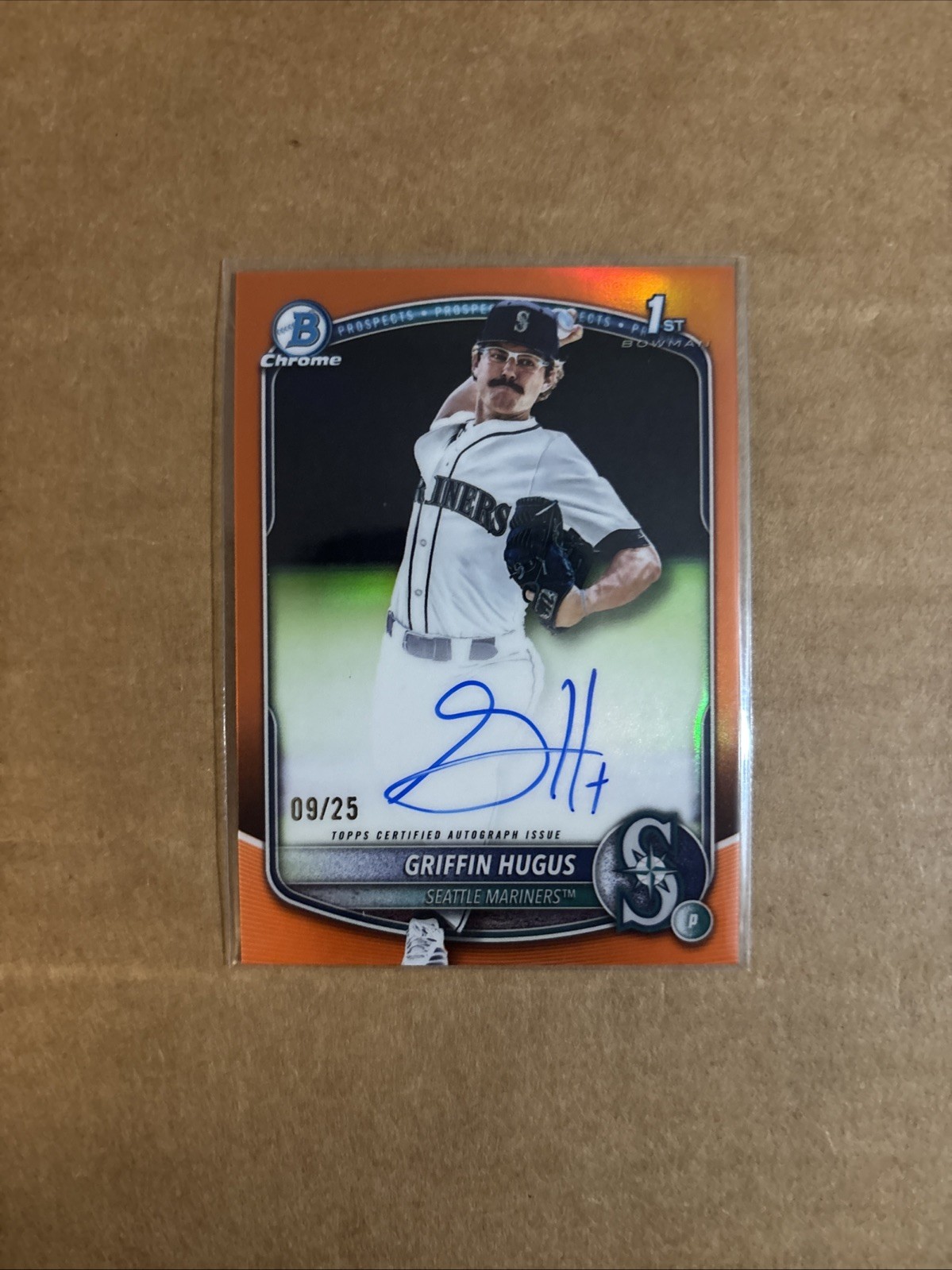 2025 Bowman Draft Chrome 1st True Orange Refractor Auto /25 Griffin Hugus
