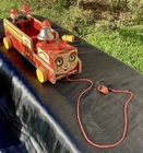 Vintage Fisher Price #200 Wooden Winky Blinky Fire Truck 1950's Pull Toy