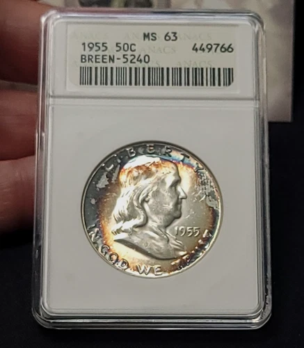 1955 Franklin Half MS63 ANACS Breen-5240 Bugs Bunny-Old Soapbox -Great Toning!!