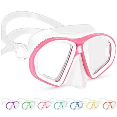 Supertrip Kids Swim Goggles with Nose Cover for Ages 6-14, Tempered B-pink