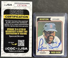 1974 Topps #167 Luis Tiant IP Auto JSA Authentic