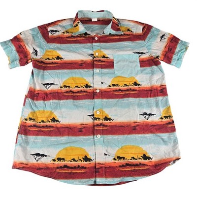 Disney The Lion King Shirt Mens XL Button Down Short Sleeve Safari Theme Park