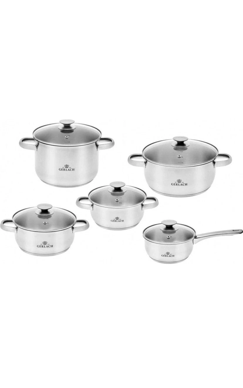 Gerlach First Pot Cooking Pot Set, Stainless Steel Pot Set, Suitable for Inducti