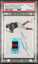 2019 Panini Flawless Patch Autographs #PA-RA Ronald Acuna Jr. Braves PSA 9