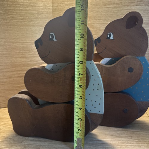 VTG Hand-made Jointed Standing Sitting 70s Wood Teddy Bears 16.5” Posable Bear - Picture 11 of 13