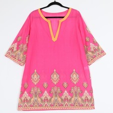 Old Navy Cotton Tunic Swim Cover Up Womens Pink Paisley Boho Beach Resortwear