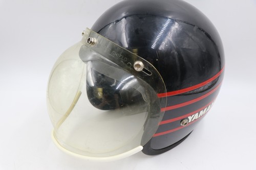 Vintage Yamaha 1975 Motorcycle Snowmobile Helmet Black Red Stripe W/Bubble Shiel - Foto 3 di 10